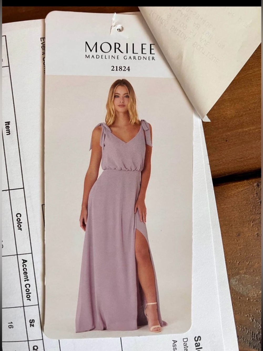 MoriLee V-Neck Lilac Chiffon Maxi Dress with Side Slit